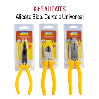 Kit com 3 Alicates Tramontina, Alicate Bico 6", Alicate Corte 6" e Alicate Universal 8" (opção de comprar individual também)