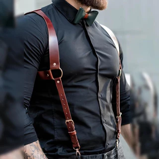 Suspensório estilo Peaky Blinders em couro sintético ajustáveis para homens, cinto arnês, alças - Arreio Masculino