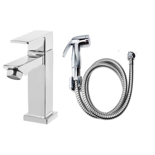 Kit Ducha Higiênica Cromada e Torneira Bica Baixa Cromada Metal Kit Completo para o seu Banheiro
