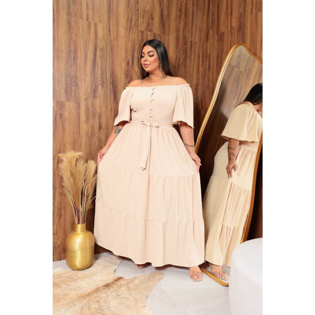 Vestido Longo Plus Moda Evangelica Princesa veste até 56