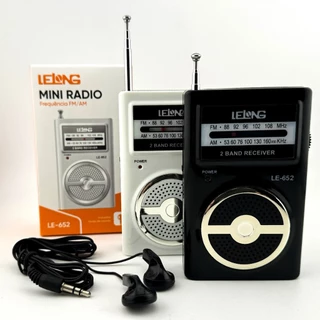 Rádio Portátil Am/fm Le-652 Lelong Mini Pilha Fone De Ouvido