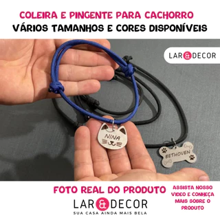 Coleira para Cachorro com Plaquinha de identificação Pet