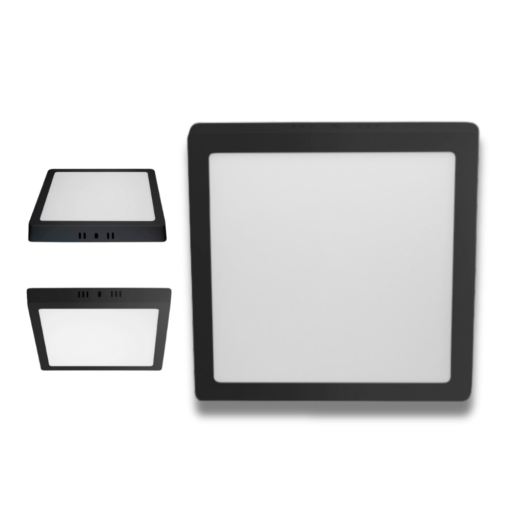 Kit 2 Painel Plafon Sobrepor Quadrado 24w Preto Bivolt Blumenau Iluminação 6500k 4000k 3000k