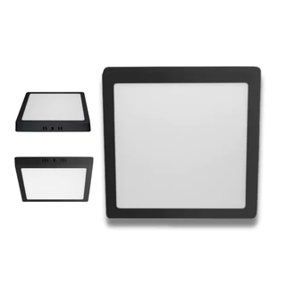 Kit 2 Painel Plafon Sobrepor Quadrado 24w Preto Bivolt Blumenau Iluminação 6500k 4000k 3000k