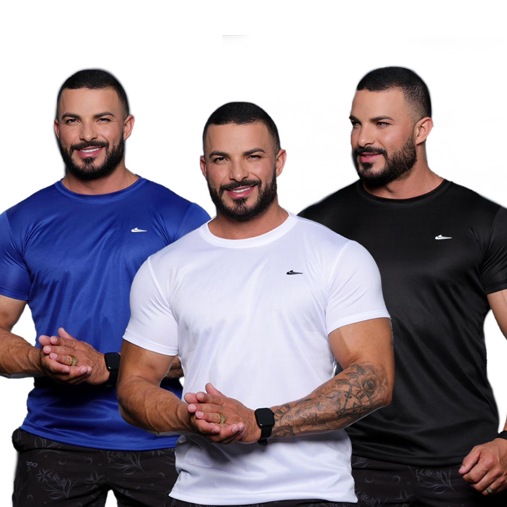 Kit 3 Camisetas Dry Fit Masculina Fitness Esportiva Para Treino e Academia