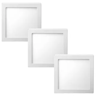 Kit 3 Luminária Painel Plafon Sobrepor Quadrado Led 18w Bivolt ELGIN