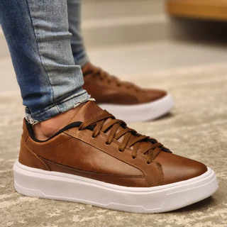 Tênis Sola Alta Masculino Sneakers Casual Estilo Moderno Bicolor Sapatênis