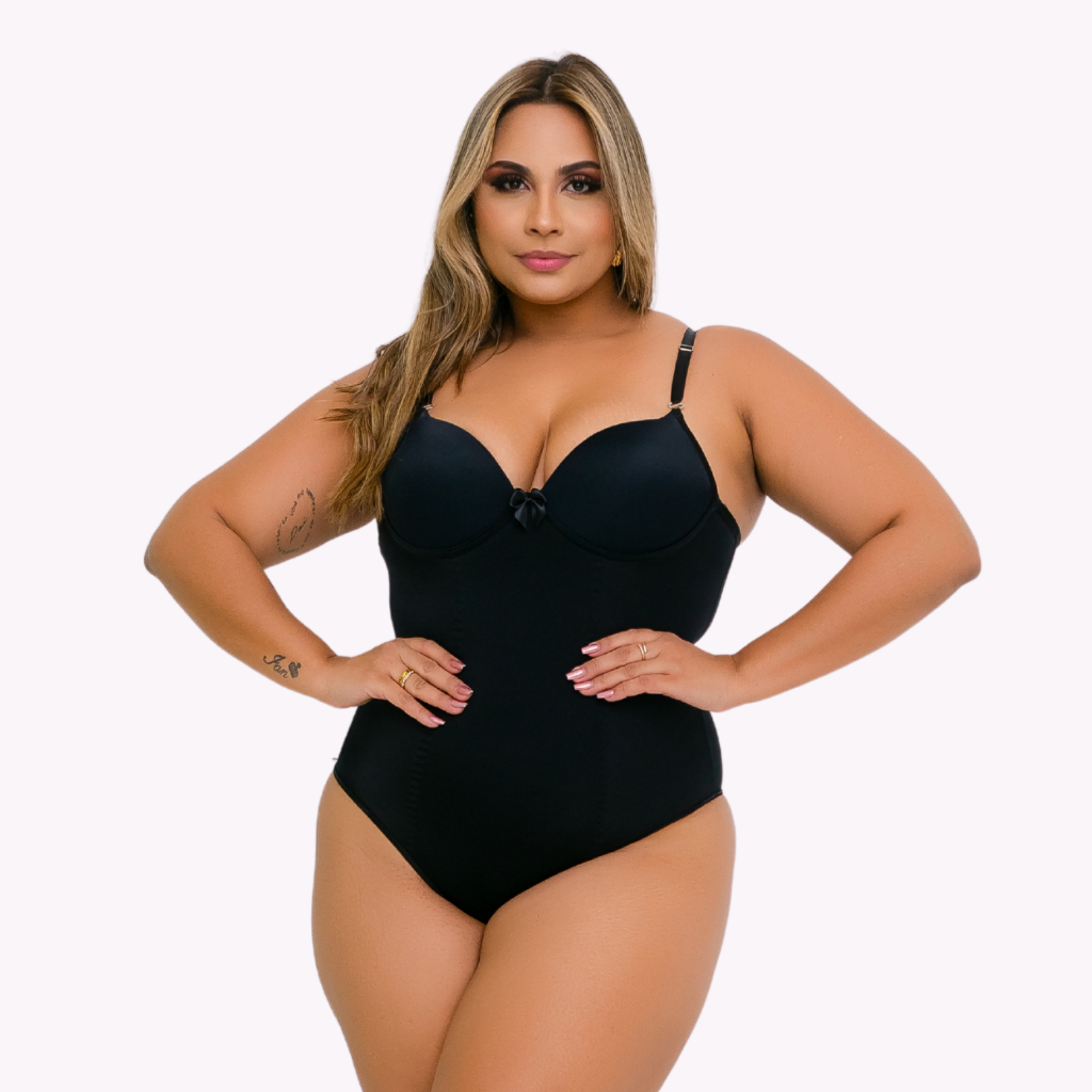 Body Modelador Cinta Modeladora Feminina Alta Compressão Com Bojo Estilo Maiô Reduz Medidas