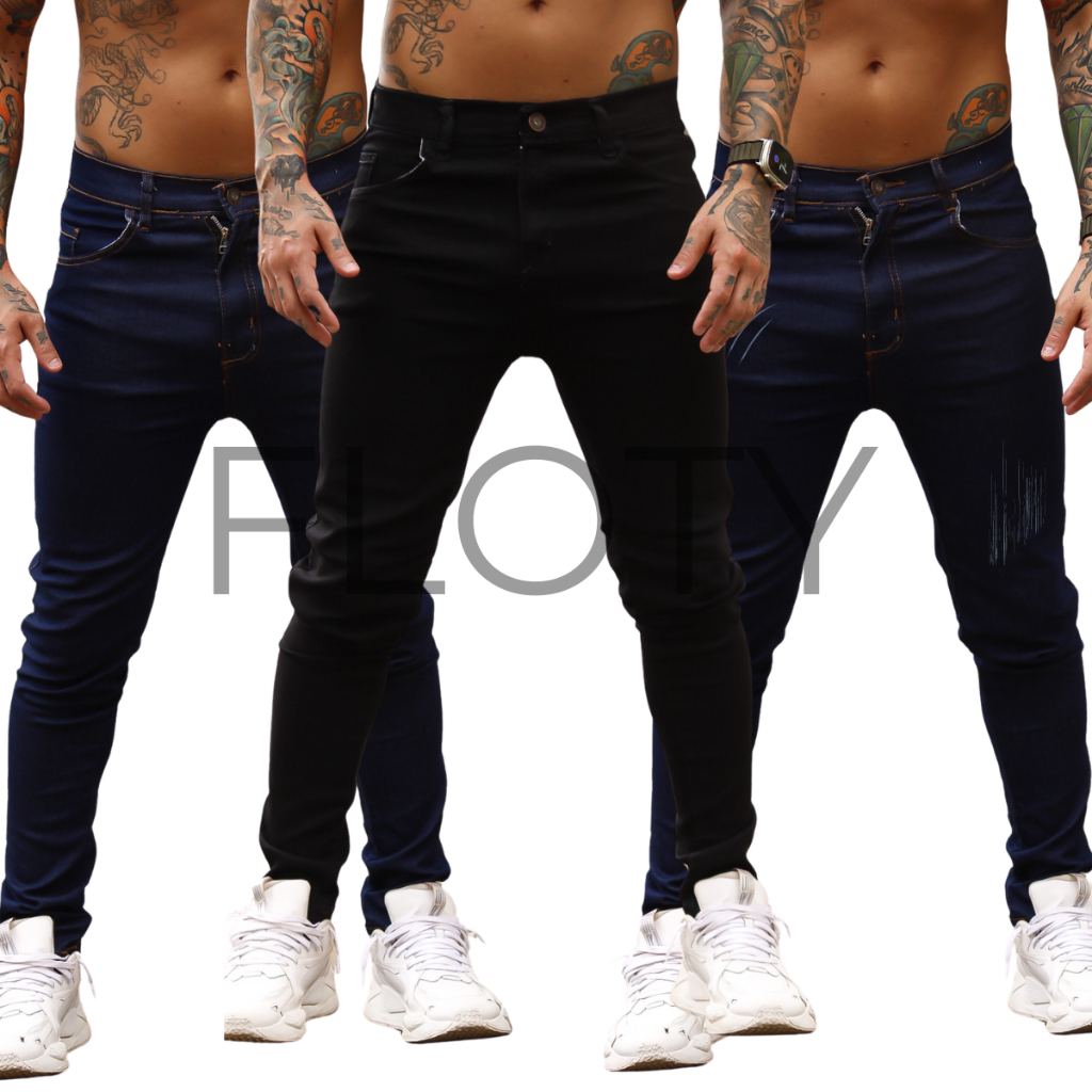 Kit 3 Calças Jeans Masculinas Premium Slim com Elastano – Direto da Fábrica, Conforto e Estilo Imbatíveis!