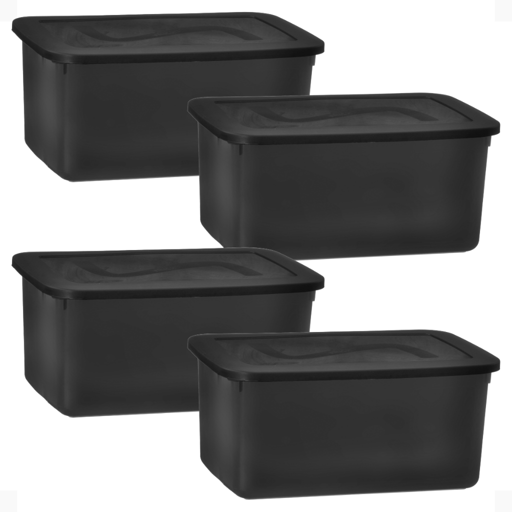 Kit Com Caixas Organizadoras Litros Black C Tampa Shopee Brasil