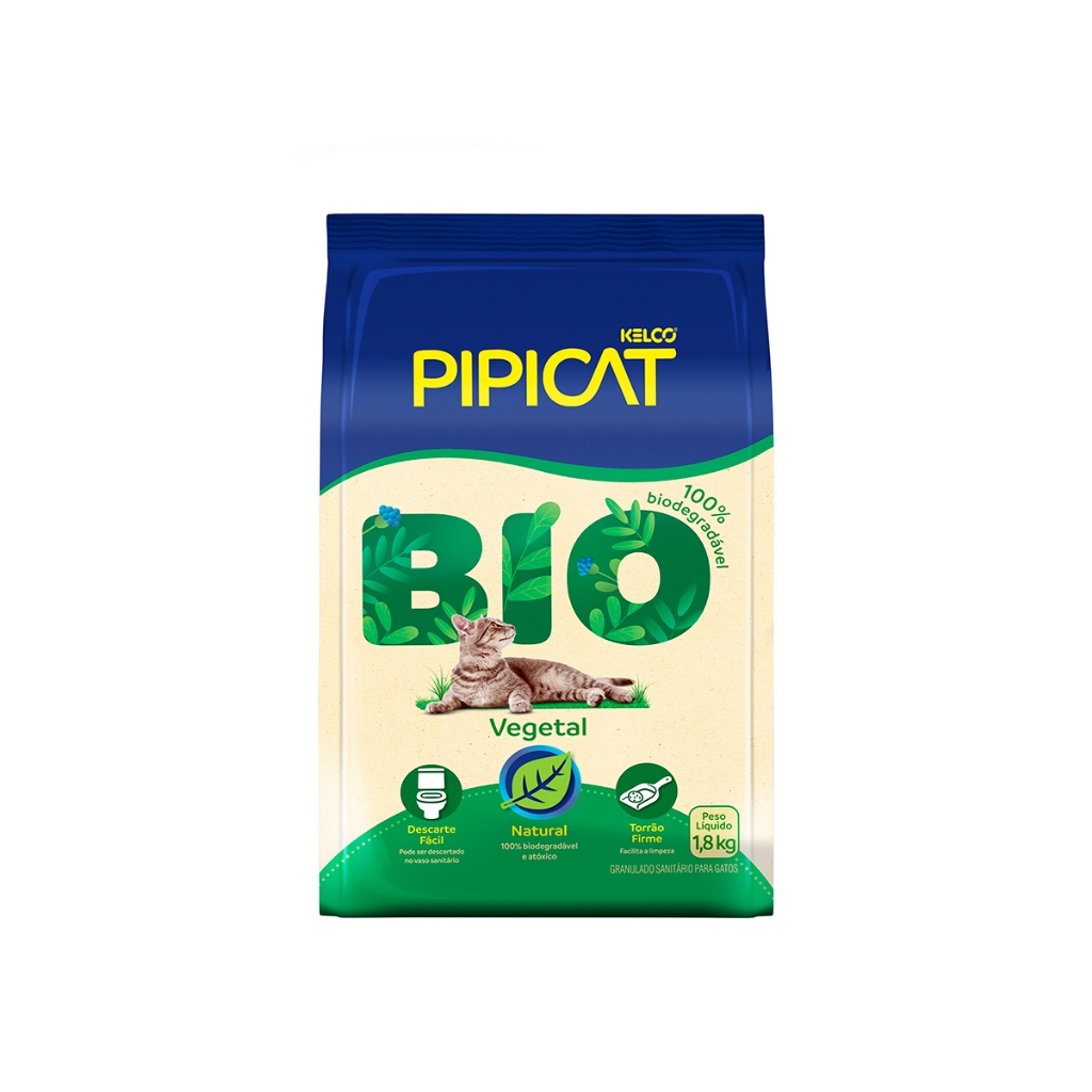 Kelco areia sanitária pipicat bio vegetal para gatos 1,8kg