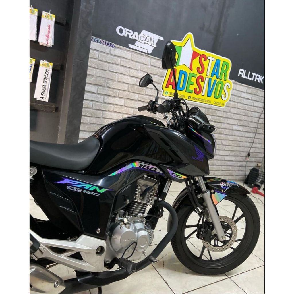 Kit de adesivos de moto Cg fan 160 holografico e roxo | Shopee Brasil