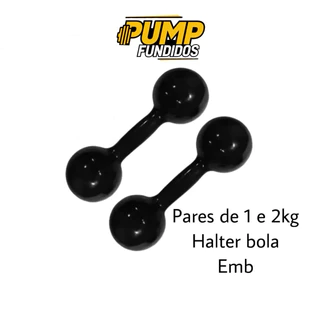 PARES DE 1 E 2KG HALTERES BOLA EMBORRACHADO PAR
