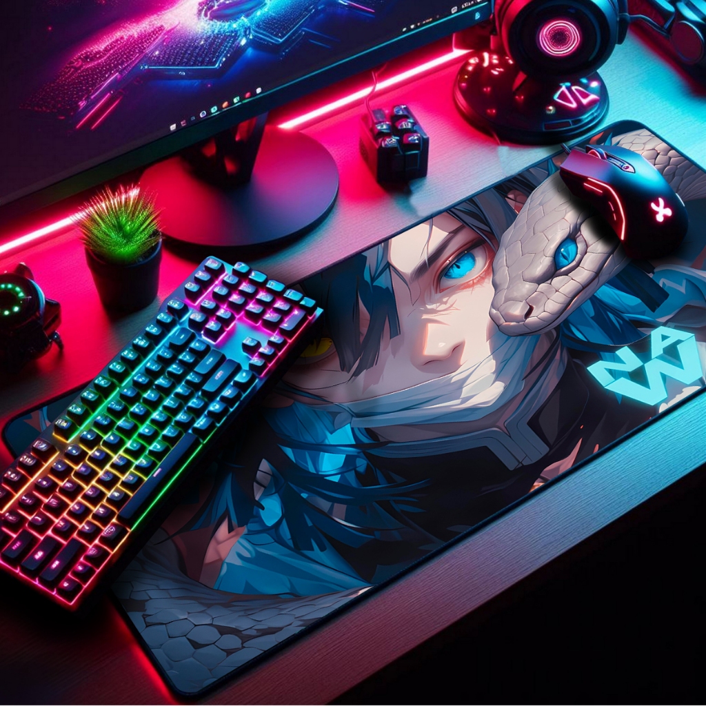 Mouse Pad Gamer Premium Extra Grande 90x55cm Borda Costurada Estampas Caçadores de Oni