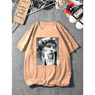 Camiseta OverSized Estátua Mostrando A Língua (FRENTE) Masculina Feminina Algodão Camisa Costura Reforçada Unissex StreetWear