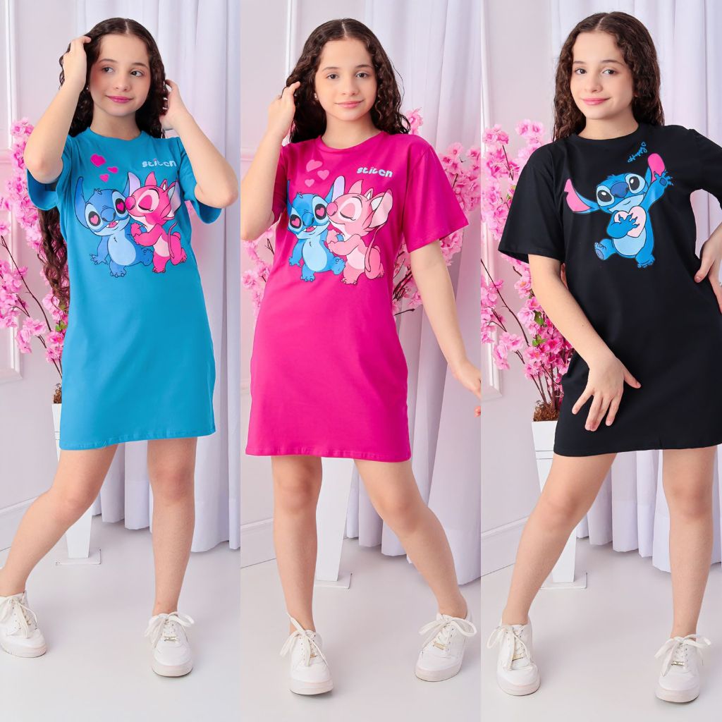 Vestido Infantil STITCH / DIVERTIDAMENTE | Shopee Brasil