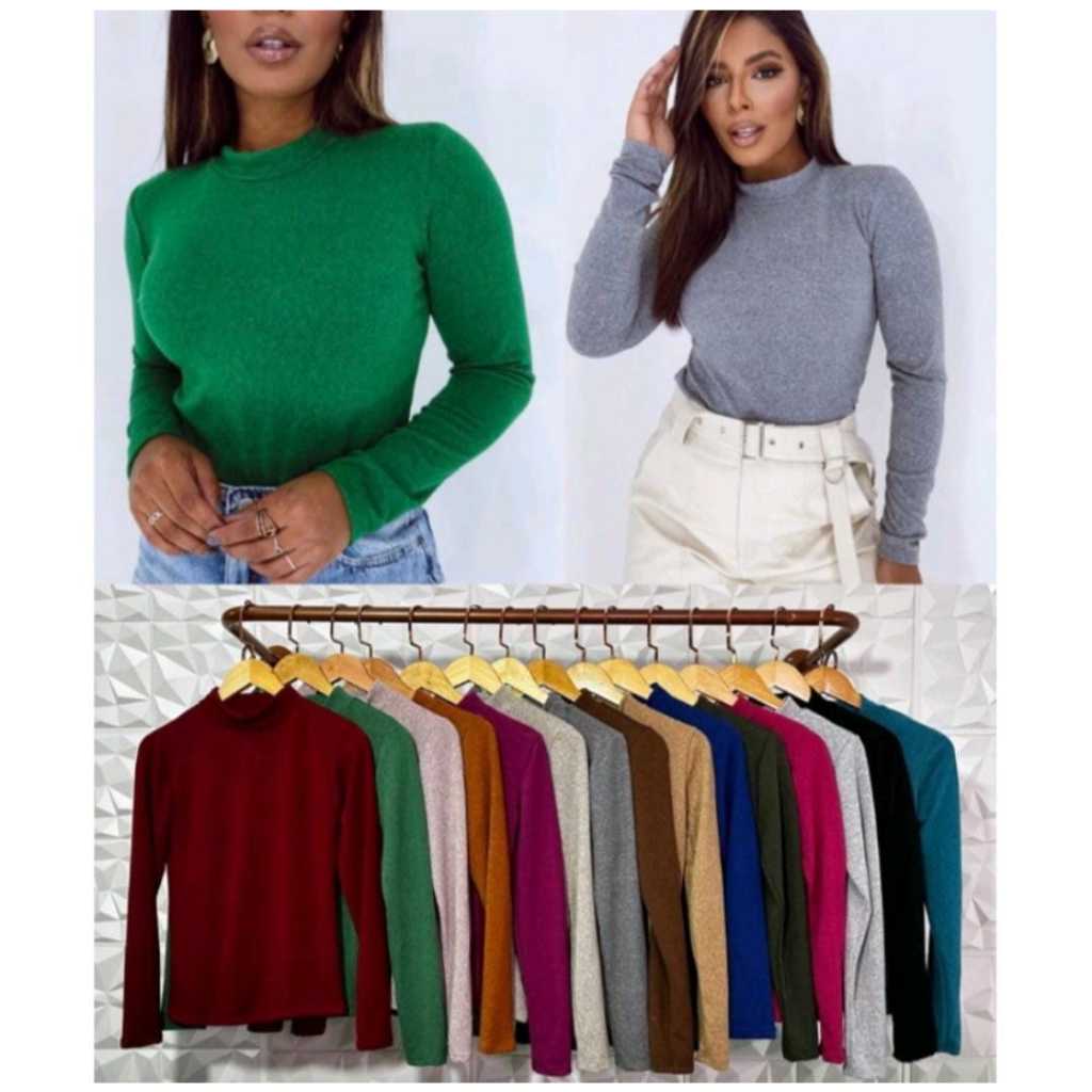 Blusa Feminina Manga Longa Gola Alta Segunda Pele Cacharrel lANZINHA Inverno