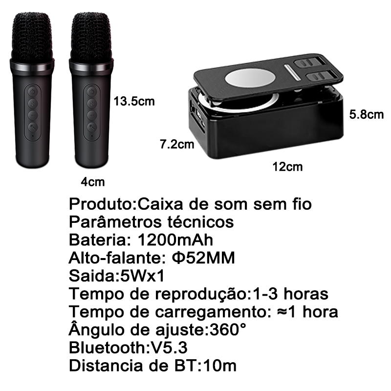 BYZ]-MIC-505 caixa de som com 2 microfone sem fio mini Karaokê