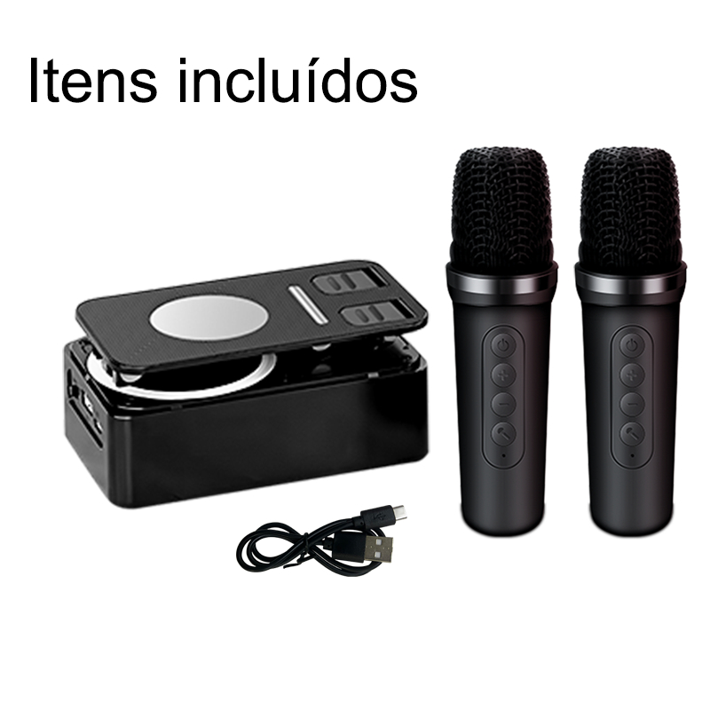 BYZ]-MIC-505 caixa de som com 2 microfone sem fio mini Karaokê