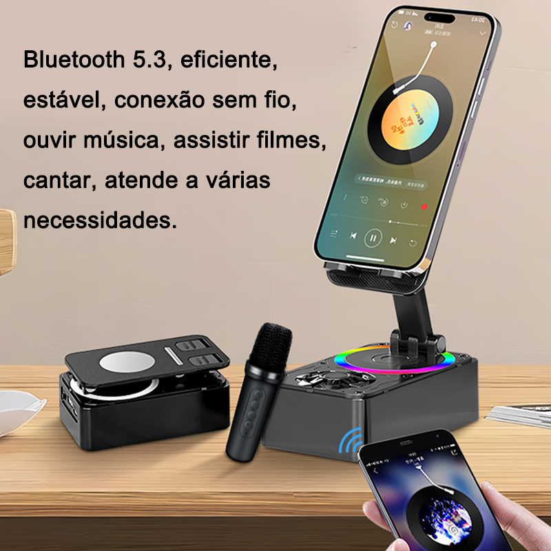 BYZ]-MIC-505 caixa de som com 2 microfone sem fio mini Karaokê