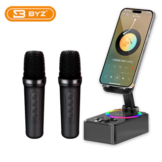 [BYZ]-MIC-505 caixa de som com 2 microfone sem fio mini Karaokê em Oferta na Shopee