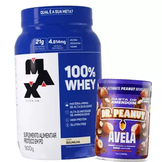 WHEY 100% 900G MAX TITANIUM+PASTA DE AMENDOIM 250G SORT