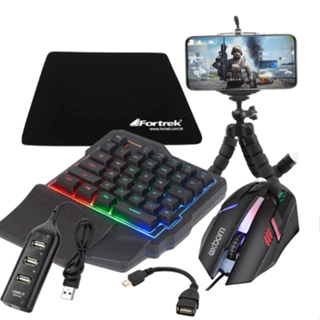 Kit Gamer Teclado + Mouse + OTG-V8 + OTG TIPO-C/ Kit Mobilador Celular / Completo - Oferta Especial em Oferta na Shopee