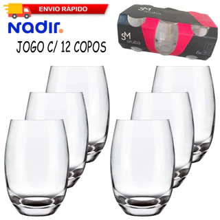 Jogo de Copos Vidro Aruba SM Long Drink Suco Água Refrigerante 465ml 12 unidades - Nadir Figueiredo