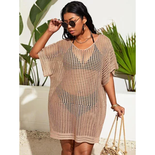 Moda Praia Plus Size Blusa Feminina Saida Vestido Saida de praia plus size