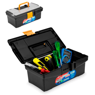 Maleta Caixa Para Ferramentas Manuais Futura 6030 Guardar Organizar Reforçada Preta Com Alça em Oferta na Shopee