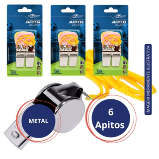 Kit 2|4|6 Apitos de Metal Profissional com Cordão Sobrevivência Mochila Emergência Bombeiro Futebol