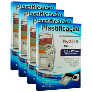400 Folhas - Polaseal Plástico Para Plastificação Pouch Film A4 220x307 0,05