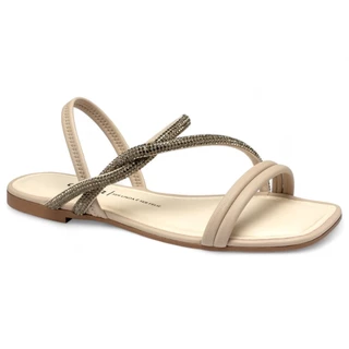 Sandalia Dakota Rasteira Conforto Strass Feminina Macia Original