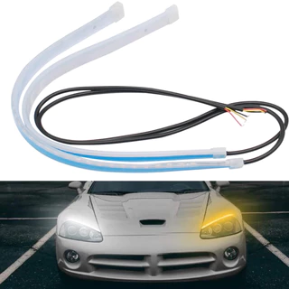 Kit Par Fita Led 60cm Drl 3k 6k Flexivel Farol Seta Efeito Ghost Start