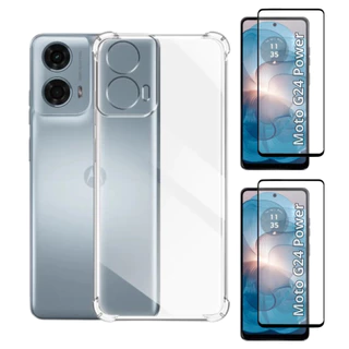 Capa Capinha Case + 2 Películas de Vidro 3D para Motorola Moto G24 Power 6.56"