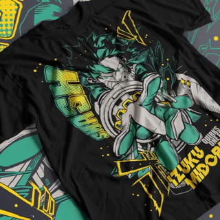 Camiseta Basica Algodao My Hero Academia Izuku Midoriya Herói Deku Cartoon Unissex