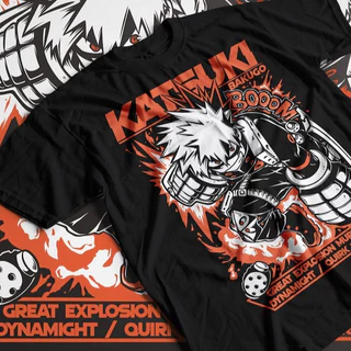 Camiseta Basica Algodao My Hero Academia Katsuki Bakugo Herói Dynamight Cartoon Unissex