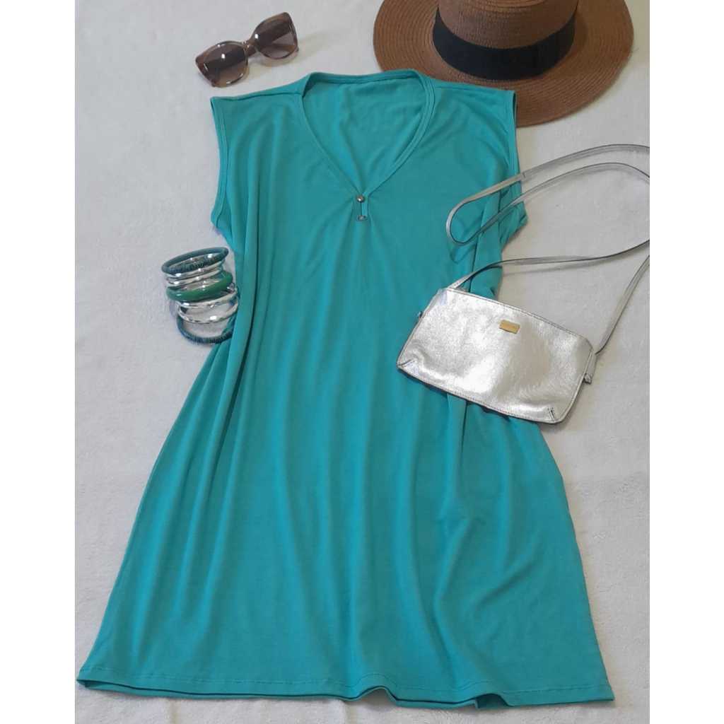Vestido Regata Chamisiê Plus Size Visco-lycra Liso