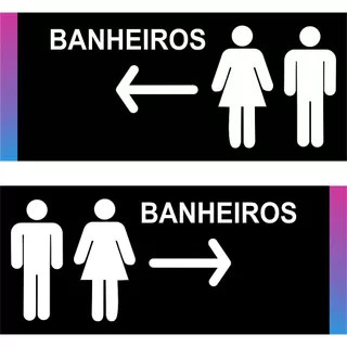 Placa de Sinalização Banheiro MASCULINO E FEMININO - MULHER - Sanitário 20 x 8,5 cm. AZ/RS NOVO