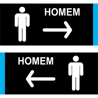 Placa de Sinalização Banheiro HOMEM - Sanitário 20 x 8,5 cm. AZUL NOVO