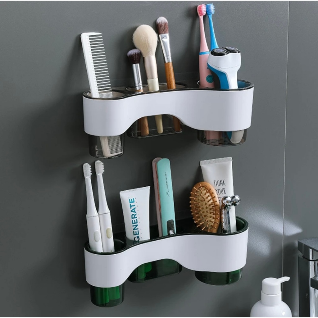 Suporte para escova de dentes de banheiro montado na parede para banheiro sem furo