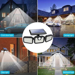 KIT 1-2 Refletor Led Solar 3 Cabeças Giratoria 74 Leds DS12640