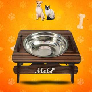 Comedouro PERSONALIZADO Elevado Com TAMPA Para Gato E Cachorro