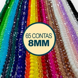5 Fios de Cristal Achatado Chinês 8mm - Cores Diversas