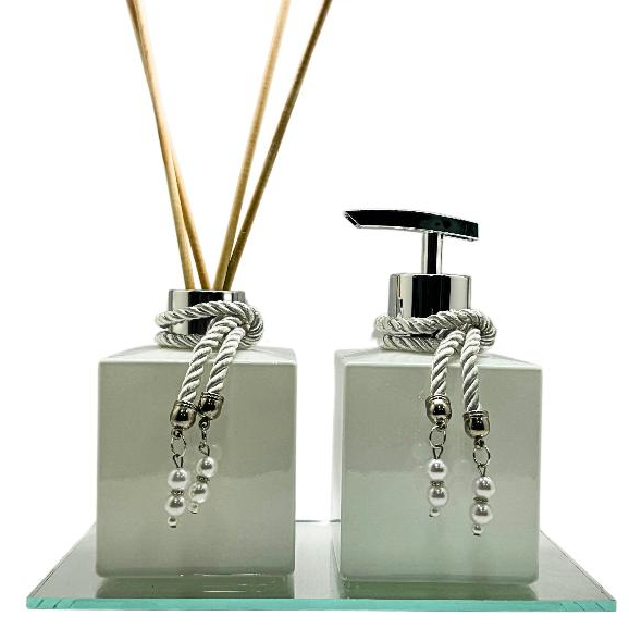 Kit Frascos de Vidros Luxo Para Lavabo White - Não Acompanha Vaso