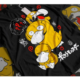 Camiseta Basica Algodao Pokémon Psyduck Golduck Distracted And Confused Cartoon Unissex