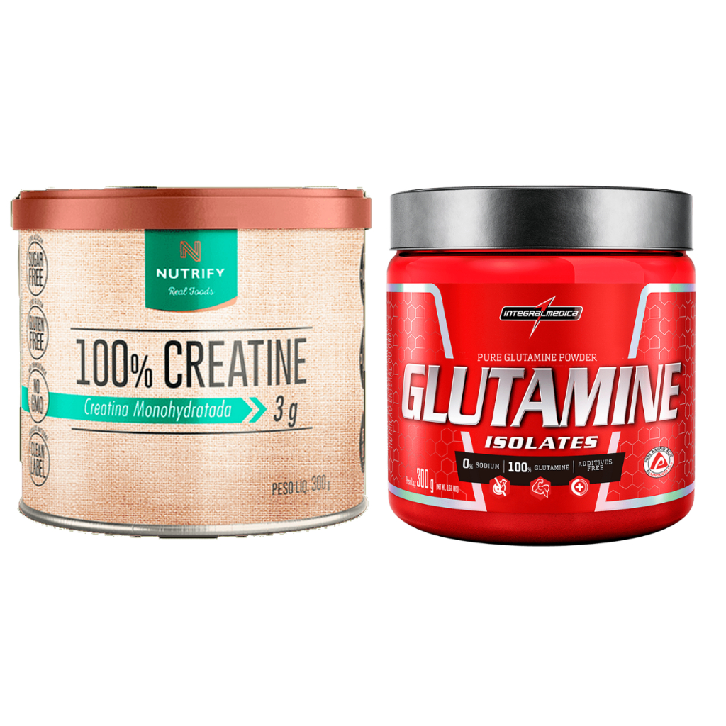 100% Creatina Monohidratada - 300g + Glutamina - 300g - Integralmédica ...