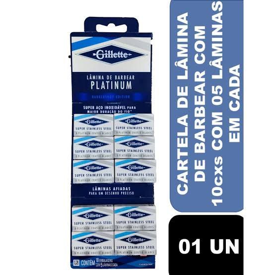 CARTELA DE LAMINA DA GILLETTE PLATNIUM COM 50 UNIDADES