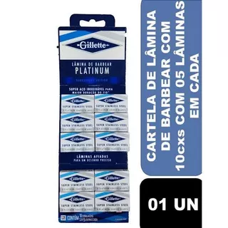 CARTELA DE LAMINA DA GILLETTE PLATNIUM COM 50 UNIDADES