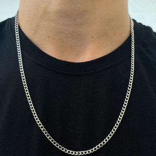 Corrente Masculina fininha Grumet 60 Aço Inox Prata polida brilhante não escurece não enferruja